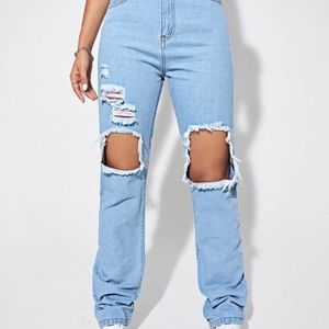 SHEIN boyfriend blue jeans